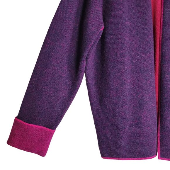 Sag Harbor 2 Pc Set Purple Wool Cardigan Pink Acrylic Sweatshirt Womens XL - Picture 2 of 9